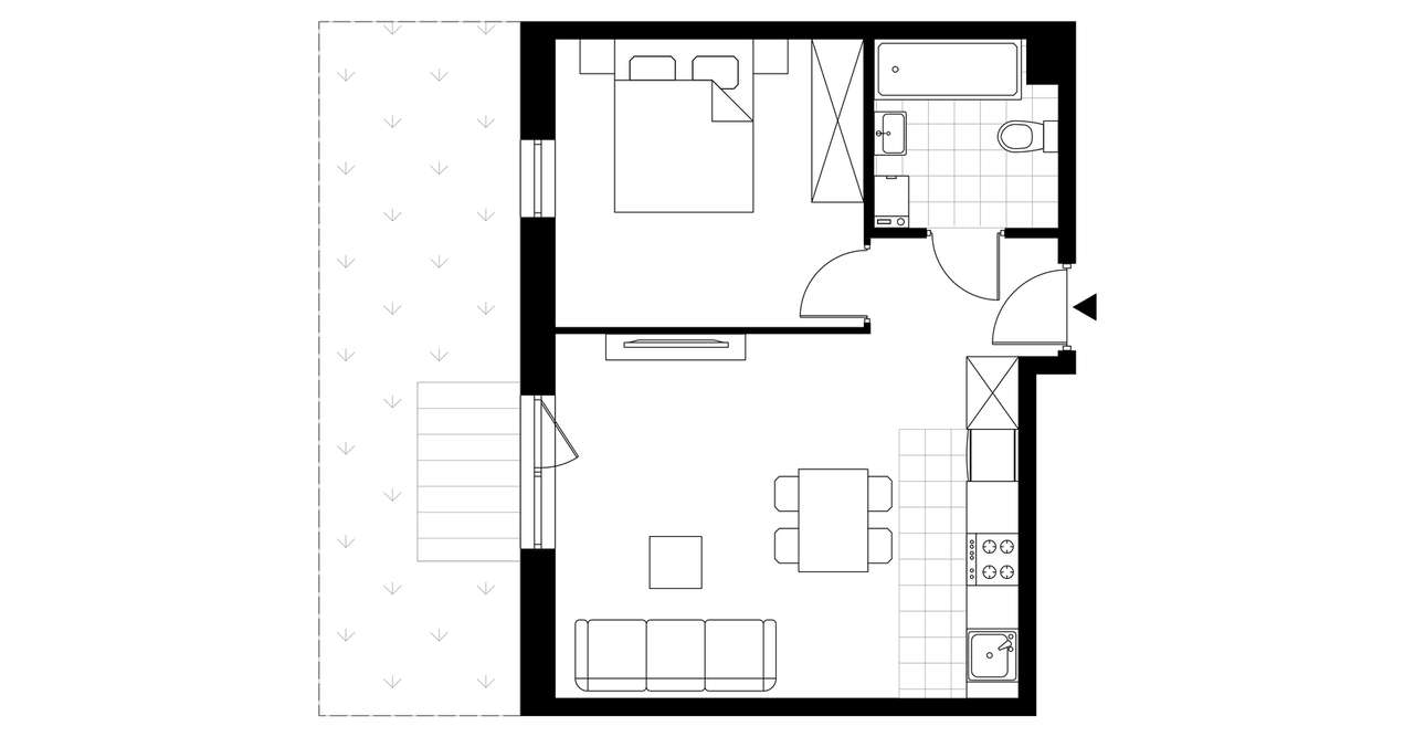 2-pokojowe mieszkanie 41m2 + ogródek Bezpośrednio - Pełny obrazek: 4/9