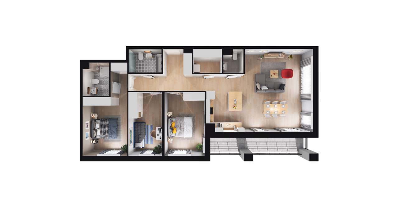 4-pokojowe mieszkanie 106m2 + balkon Bezpośrednio - Pełny obrazek: 2/8