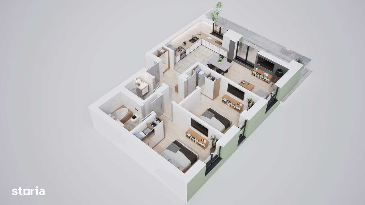 Apartament 3 camere cu incalzire in pardoseala - Imagine principală: 5/19