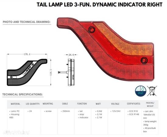 Lampa stop spate, semnalizare dinamica, LED, 24 LED-uri, 3 functii - 5