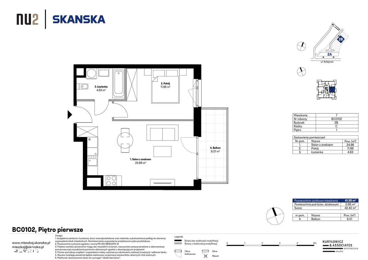 2-pokojowe mieszkanie 41 m² + balkon Bezpośrednio – pohled 2