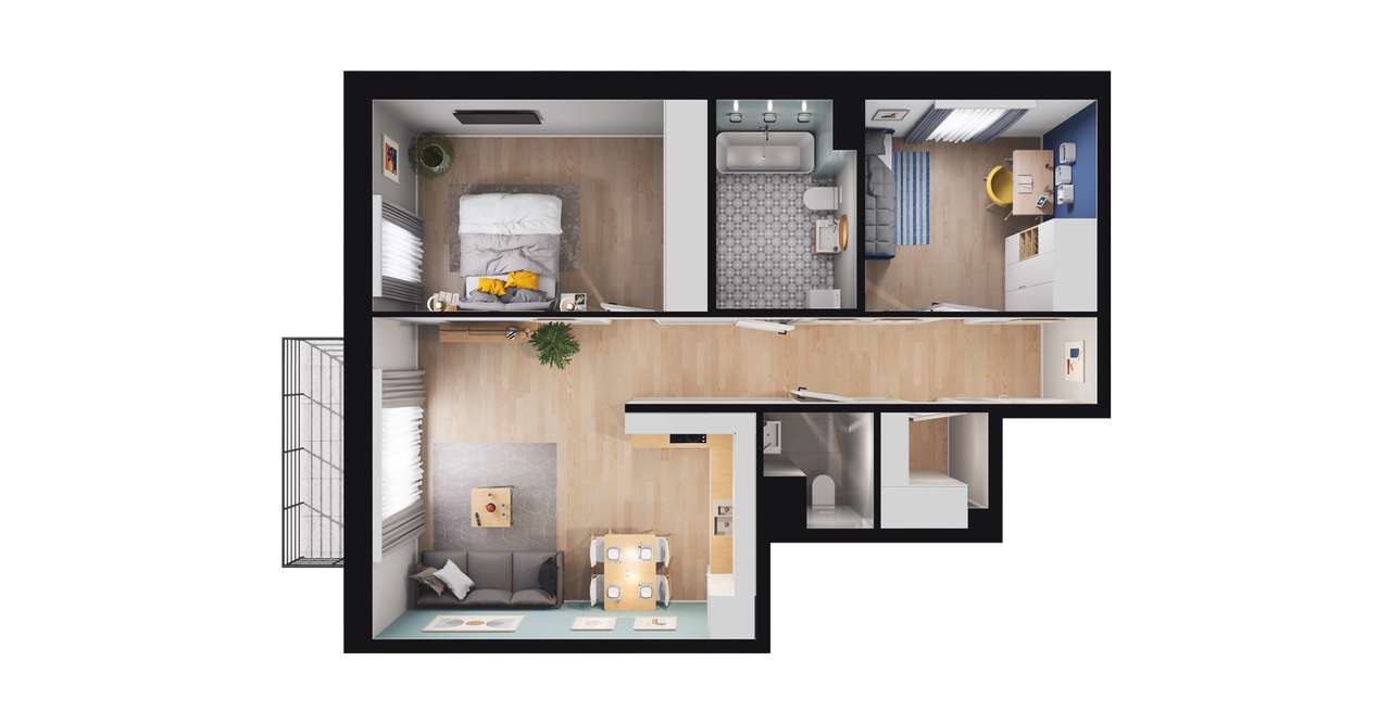 3-pokojowe mieszkanie 63m2 + balkon Bez Prowizji - Pełny obrazek: 2/8