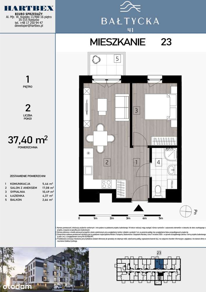 2-pokojowe mieszkanie 37m2 + balkon Bezpośrednio - Pełny obrazek: 2/7