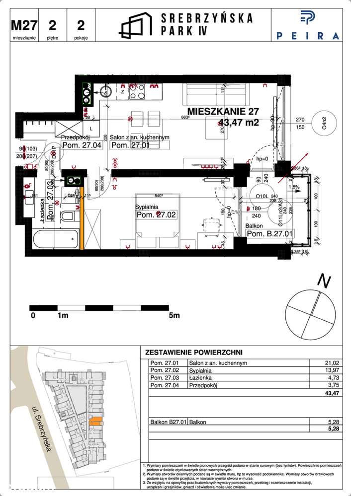 Srebrzyńska Park I​V | mieszkanie 2-pok. | M27 - Pełny obrazek: 2/7