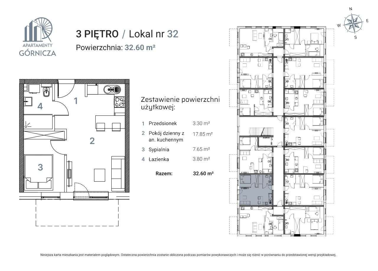 Nowe Apartamenty Górnicza Lokal nr 32 - 32,6 mkw - Pełny obrazek: 3/12