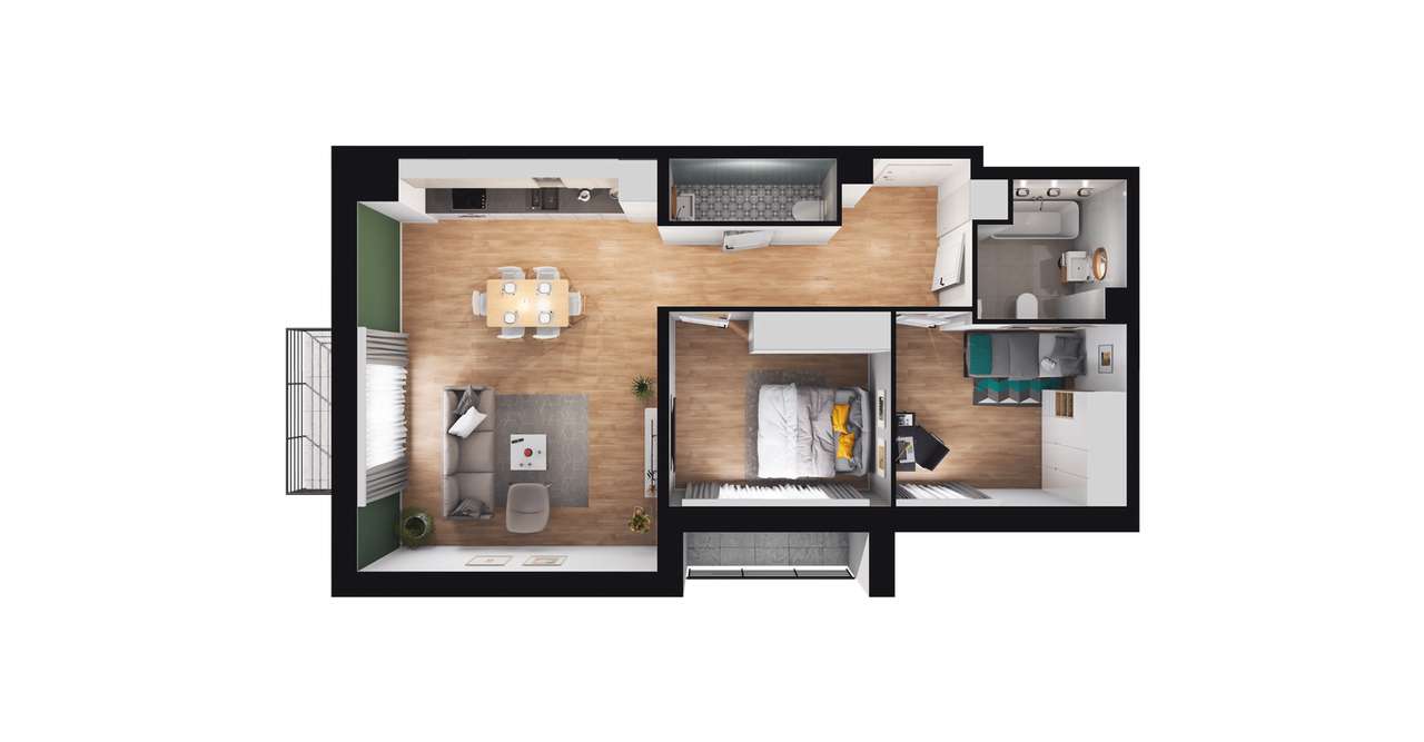 3-pokojowe mieszkanie 62m2 + balkon - Pełny obrazek: 2/8