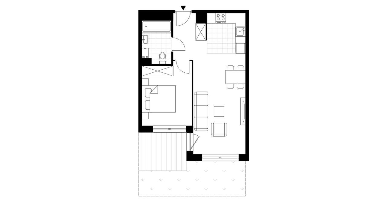 2-pokojowe mieszkanie 44m2 + ogródek - Pełny obrazek: 3/8