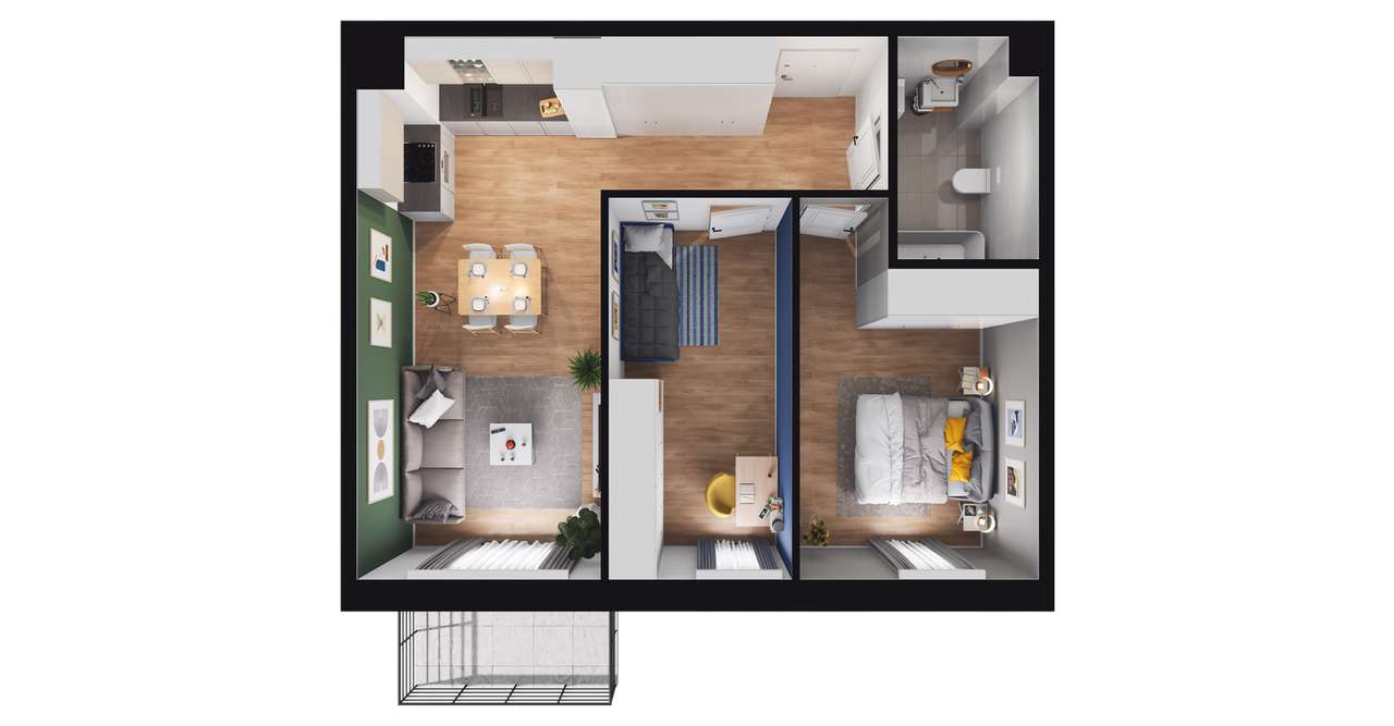 3-pokojowe mieszkanie 54m2 + balkon - Pełny obrazek: 3/9