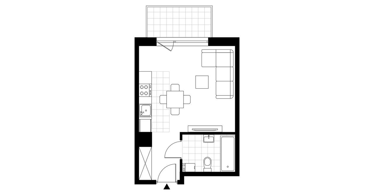 1-pokojowe mieszkanie 27m2 + balkon Bezpośrednio - Pełny obrazek: 3/8