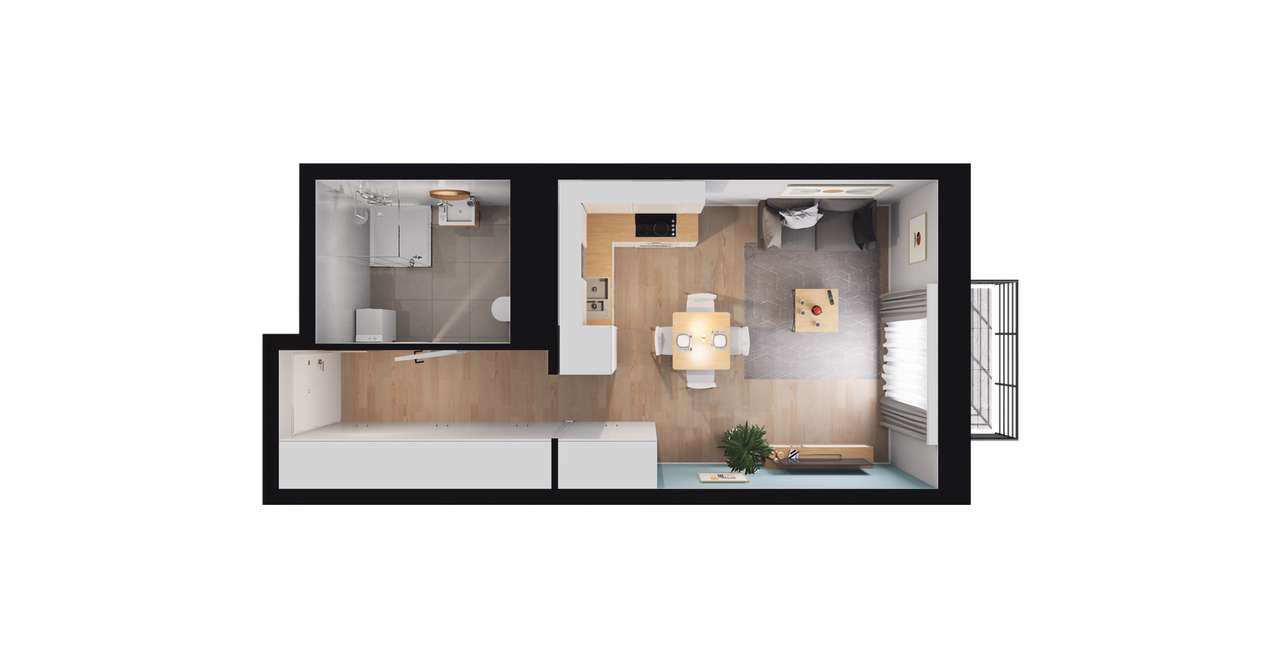 1-pokojowe mieszkanie 30m2 + balkon Bezpośrednio - Pełny obrazek: 3/9