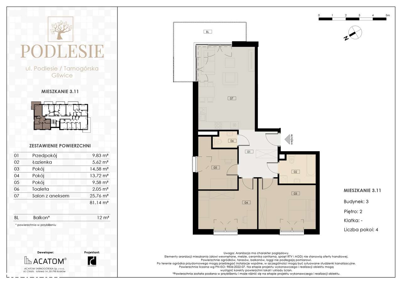Mieszkanie dla rodziny, 4-pokoje, balkon, dobra lokalizacja - nr 3.11 (lokal 3.11)