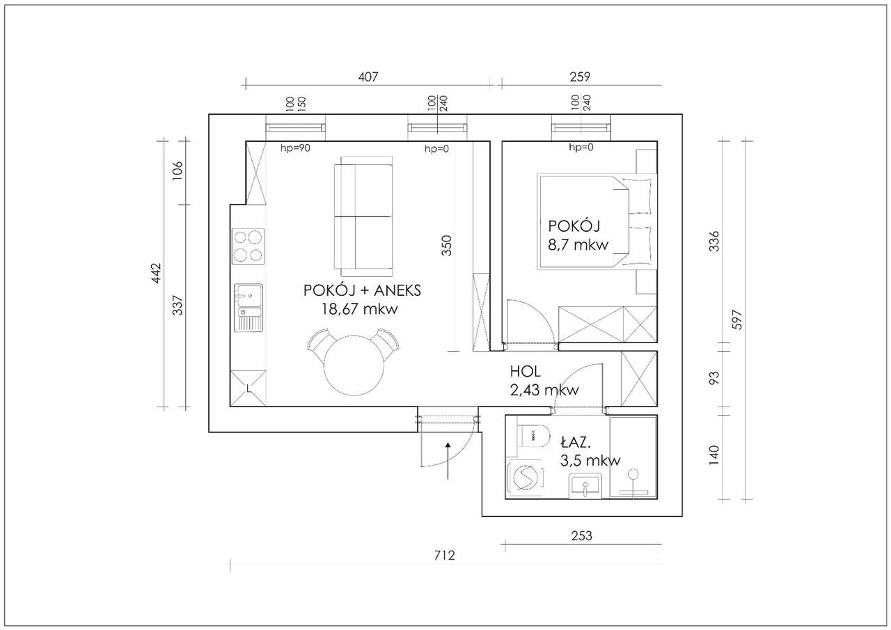 Super oferta! Na sprzedaż 2 pokojowe mieszkanie w Grodzisku Maz. - Pełny obrazek: 3/20