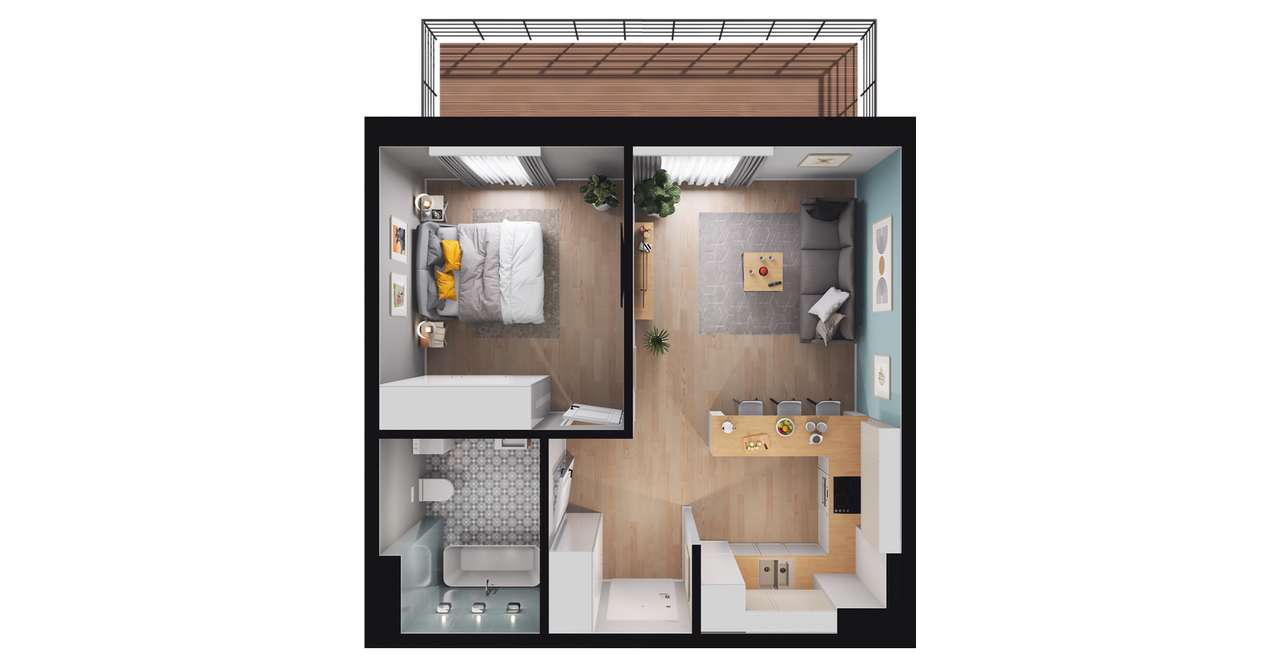 Geometryczna  | mieszkanie 2-pok. | 3B - Pełny obrazek: 3/9