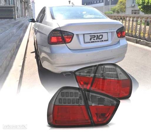 FAROLINS TRASEIROS LED BAR PARA BMW E90 05-08 RED SMOKE VERMELHO FUMADO - 5