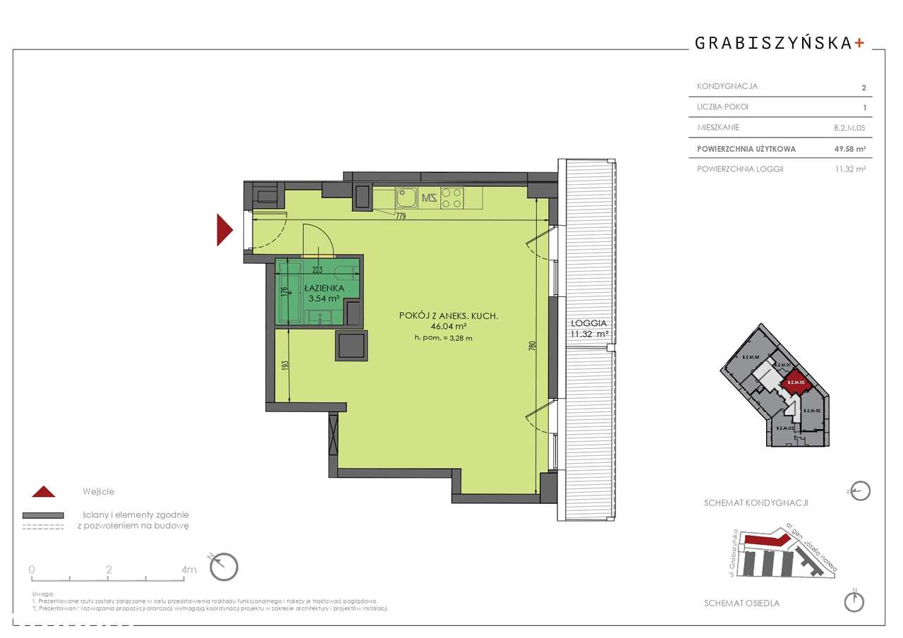 1-pokojowe 49 m²(B.2.M.05)| 1 piętro | Grabiszyńska + | Krzyki - Pełny obrazek: 2/9