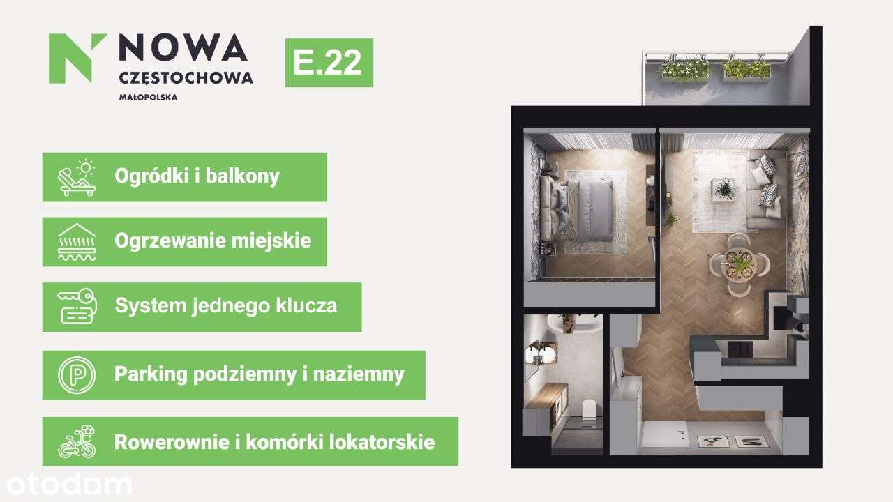 2-pok.| 44,23 m2 | Parkitka | Bezpośrednio od dewelopera - Pełny obrazek: 3/17