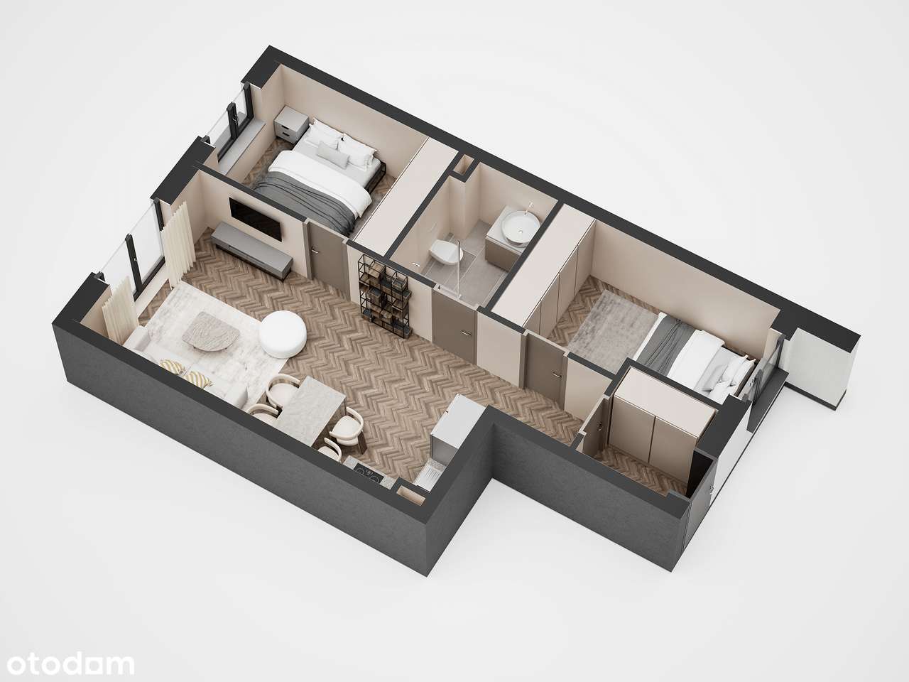 ETAP II - BUD. 2 LOK.1 MIESZKANIE - PARTER OGRÓDEK+M.POSTOJOWE 45 M2 - Pełny obrazek: 2/8