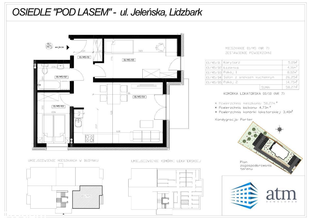 Mieszkanie, 58,27 m², Lidzbark