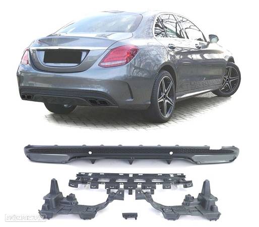 DIFUSOR PARA MERCEDES C-CLASS W205 AMG 15-21 LOOK C63 MOLDAGEM PRETO BRILHANTE - 1