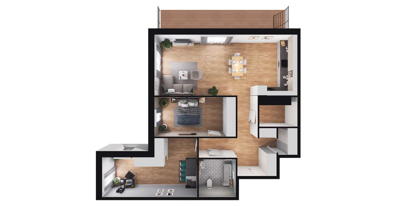 Panorama 3 Stawy | mieszkanie 3-pok. | 7.B73 - Pełny obrazek: 3/9