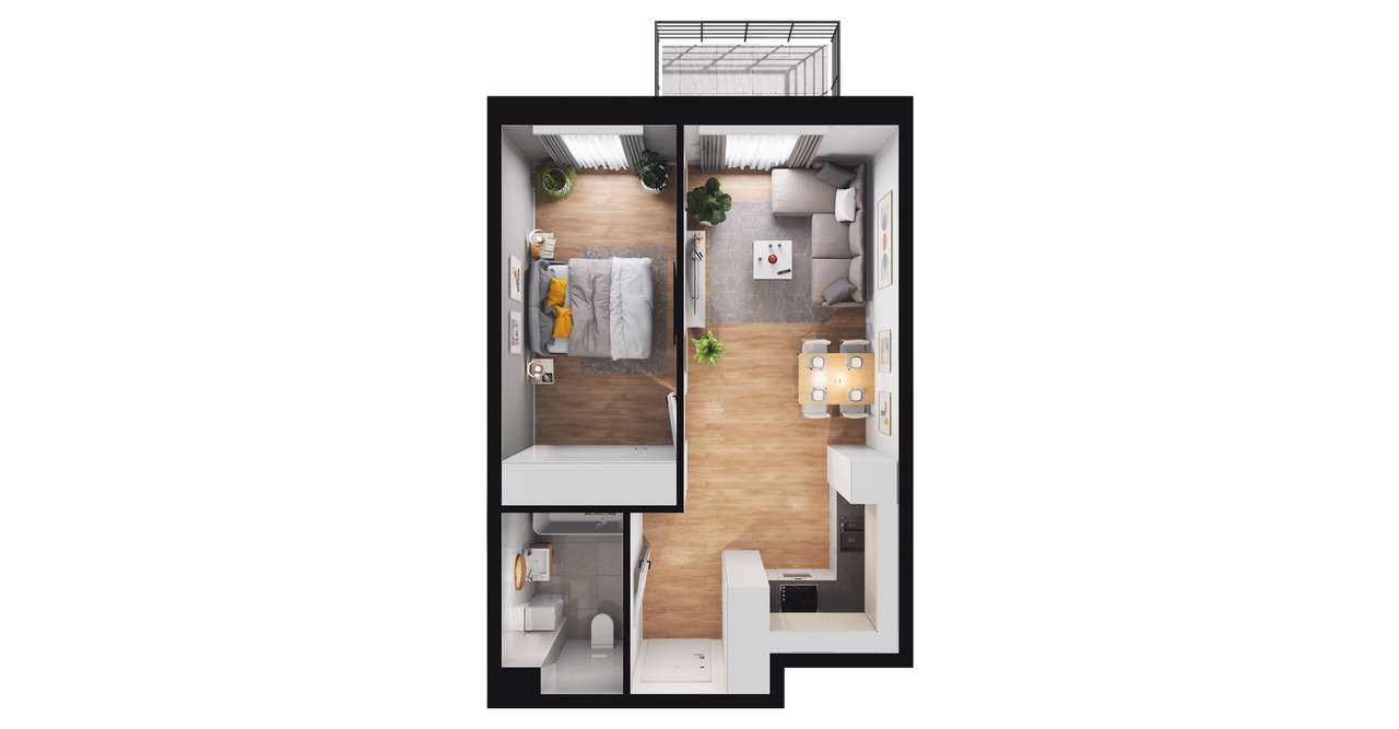 2-pokojowe mieszkanie 42m2 + balkon Bez Prowizji - Pełny obrazek: 3/9