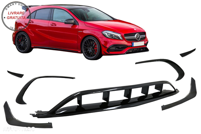 Prelungiri Bara Fata Mercedes A-Class W176 Facelift AMG Line (2015-2018) A45 Desig- livrare gratuita - 1