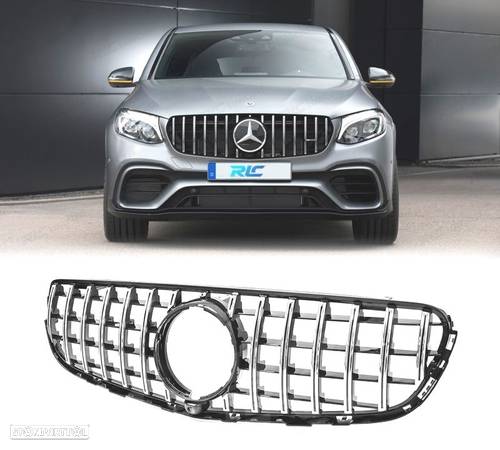 GRELHA FRONTAL PARA MERCEDES CLASSE GLC X253 15- LOOK AMG PRETO CROMADO - 1