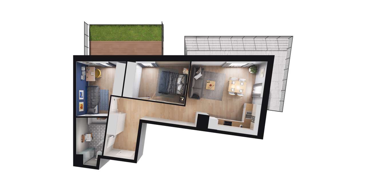 3-pokojowe mieszkanie 56m2 + ogródek Bezpośrednio - Pełny obrazek: 2/8