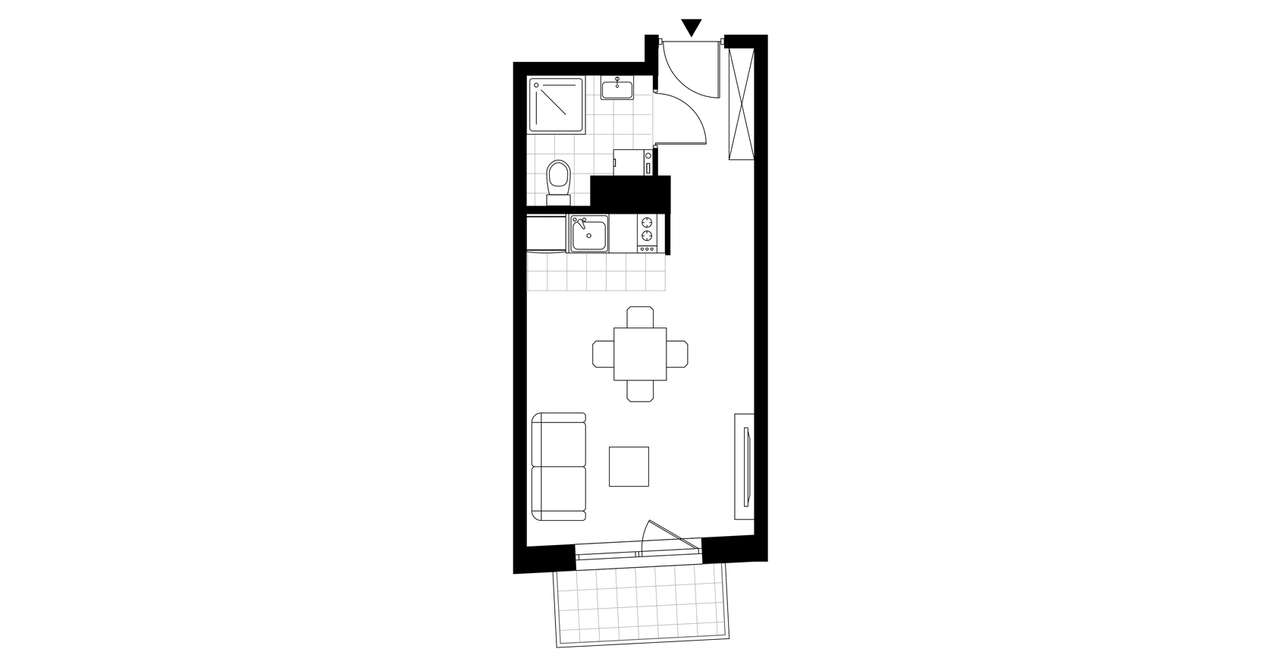 1-pokojowe mieszkanie 26m2 + balkon Bezpośrednio - Pełny obrazek: 4/9