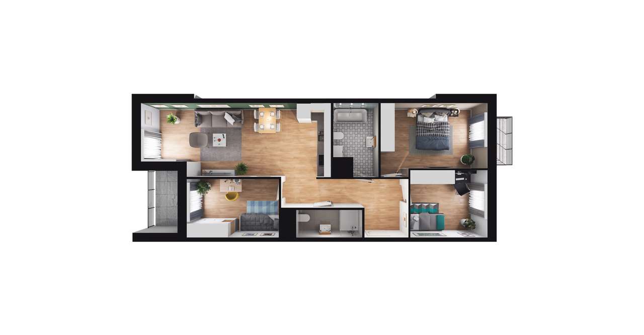 4-pokojowe mieszkanie 74m2 + balkon Bez Prowizji - Pełny obrazek: 3/9