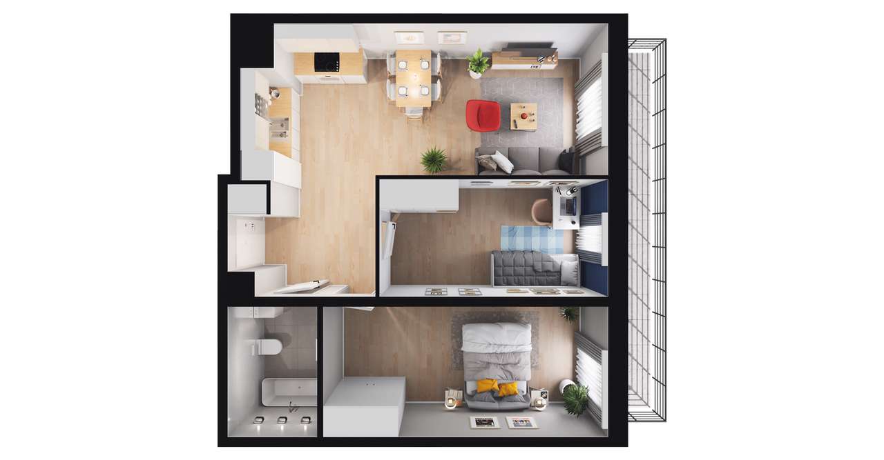 3-pokojowe mieszkanie 57m2 + balkon Bez Prowizji - Pełny obrazek: 2/8