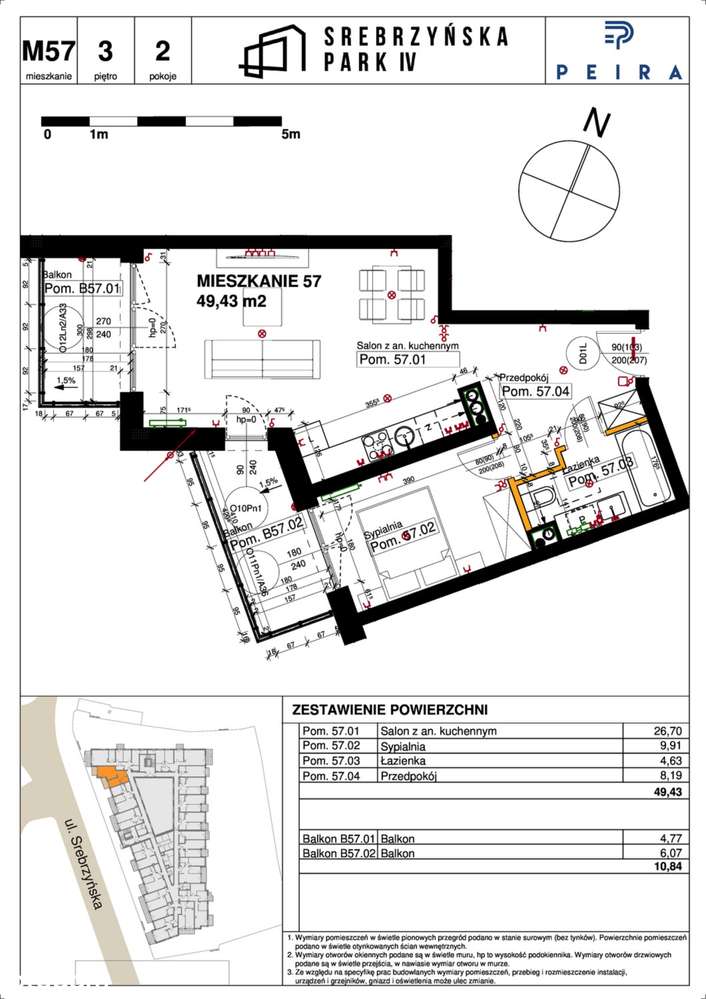 Srebrzyńska Park I​V | mieszkanie 2-pok. | M57 - Pełny obrazek: 2/7