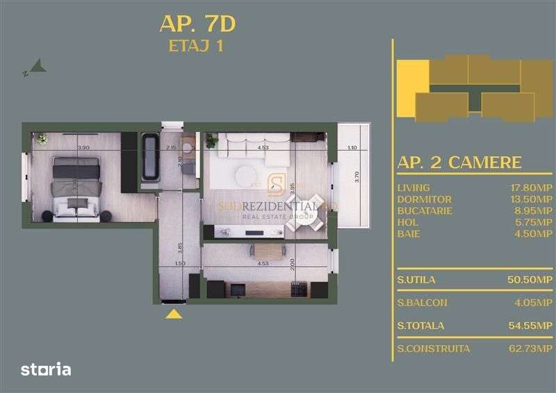 Apartament 2 camere, decomandat, imobil nou in Comuna Berceni- Vidra - Imagine principală: 5/20