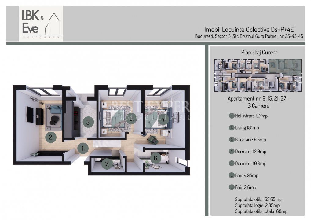 Apartament 2 Camere suprafata generoasa Theodor Pallady