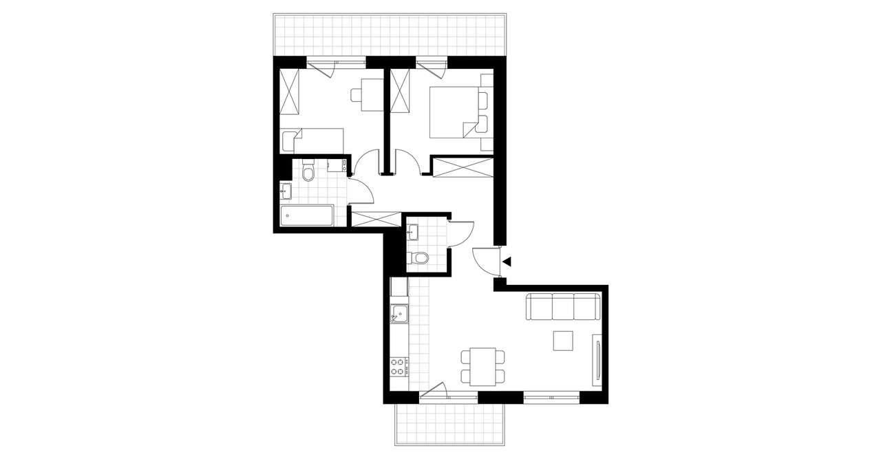 3-pokojowe mieszkanie 68m2 + 2 loggie Bezpośrednio - Pełny obrazek: 3/8