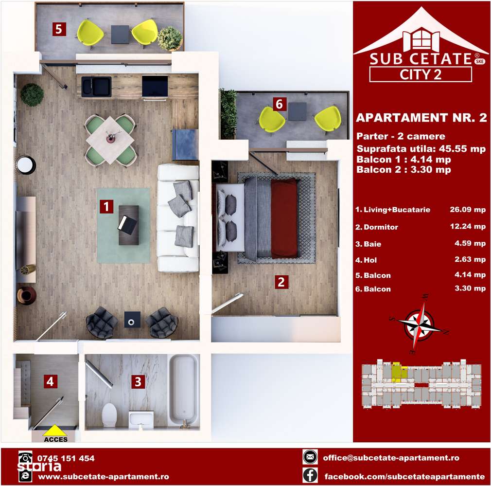 studio 45  mp utili in SUBCETATE  si cu credite bancare - Imagine principală: 2/20