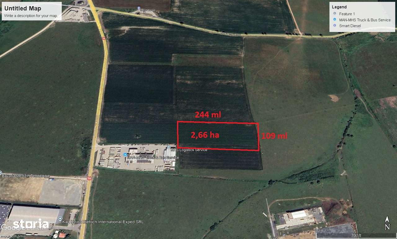 Vand 2.66 ha in zona industriala Vest, in spatele  reprezentantei Man!-0