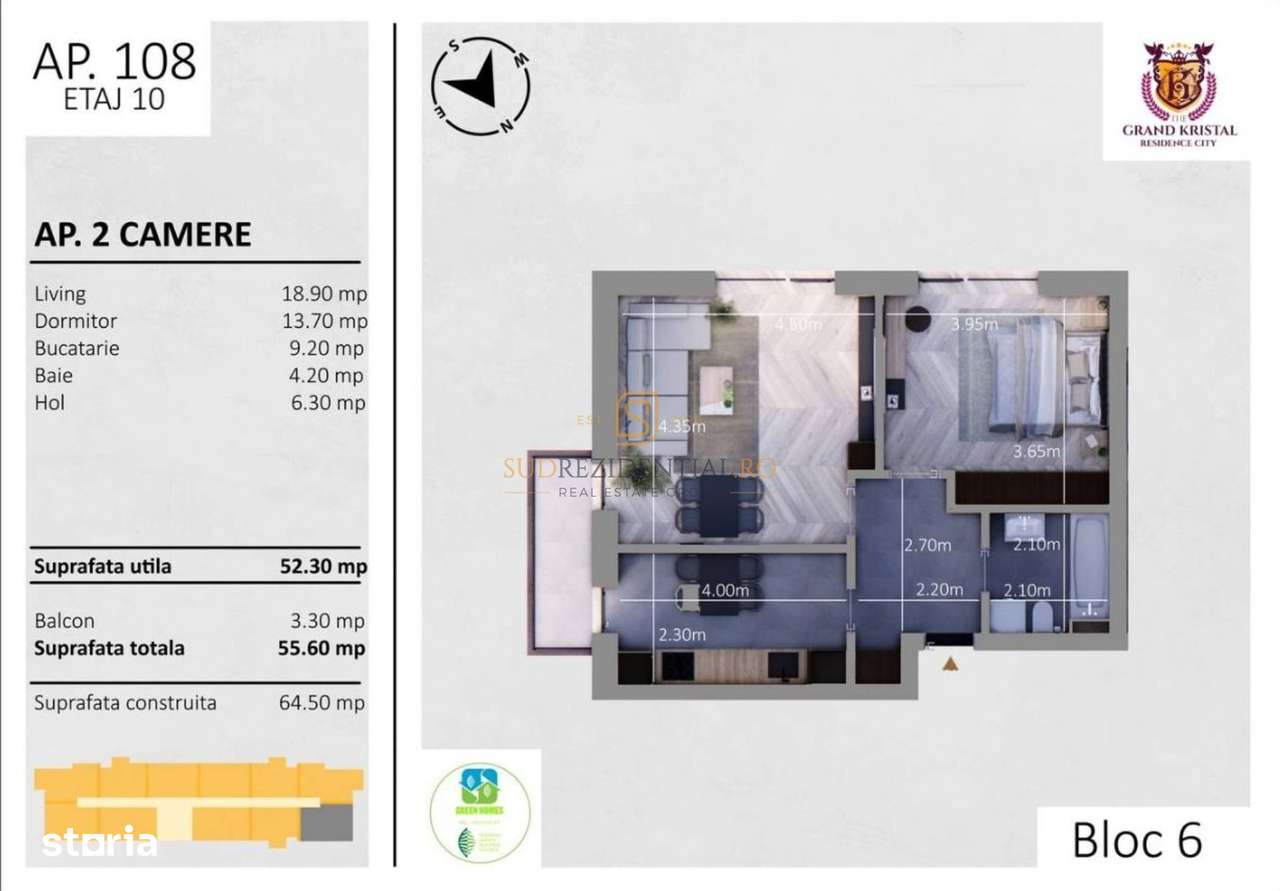 Apartament nou, 2 camere, decomandat, finisat premium, Berceni, Sect.4-9