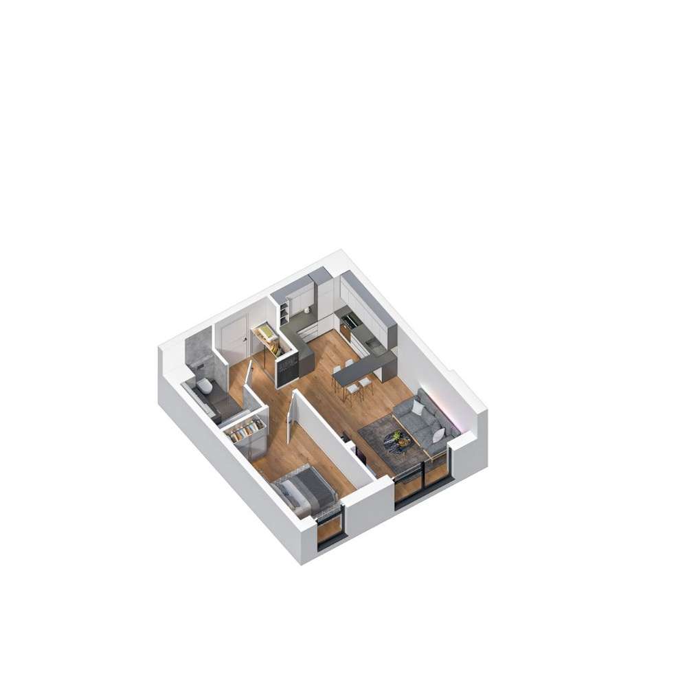 Mieszkanie 46,25 m2 II.M.3.6 Brzeg Satis House - Pełny obrazek: 2/7