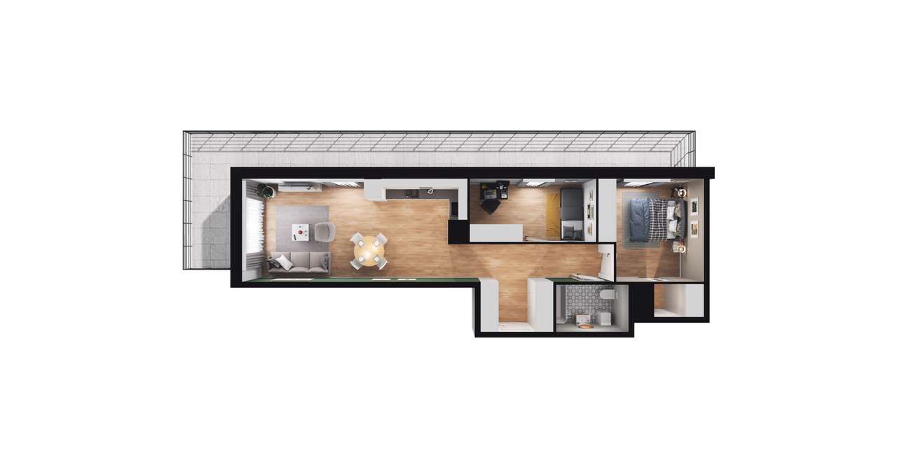 3-pokojowe mieszkanie 63m2 + balkon Bezpośrednio - Pełny obrazek: 2/8