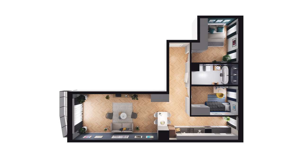 3-pokojowe mieszkanie 68m2 + balkon Bezpośrednio - Pełny obrazek: 2/8