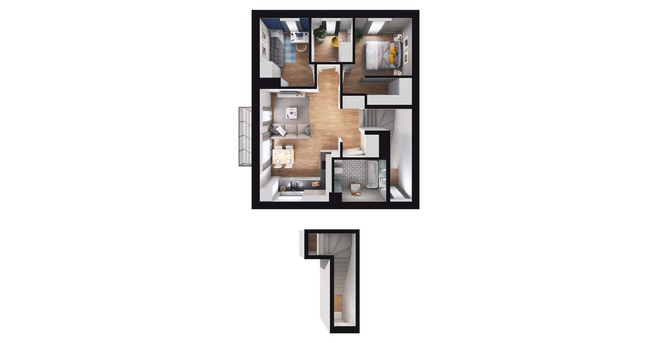 4-pokojowe mieszkanie 53m2 + balkon Bezpośrednio - Pełny obrazek: 2/8