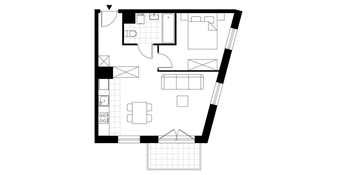 2-pokojowe mieszkanie 42m2 + balkon - Pełny obrazek: 3/8
