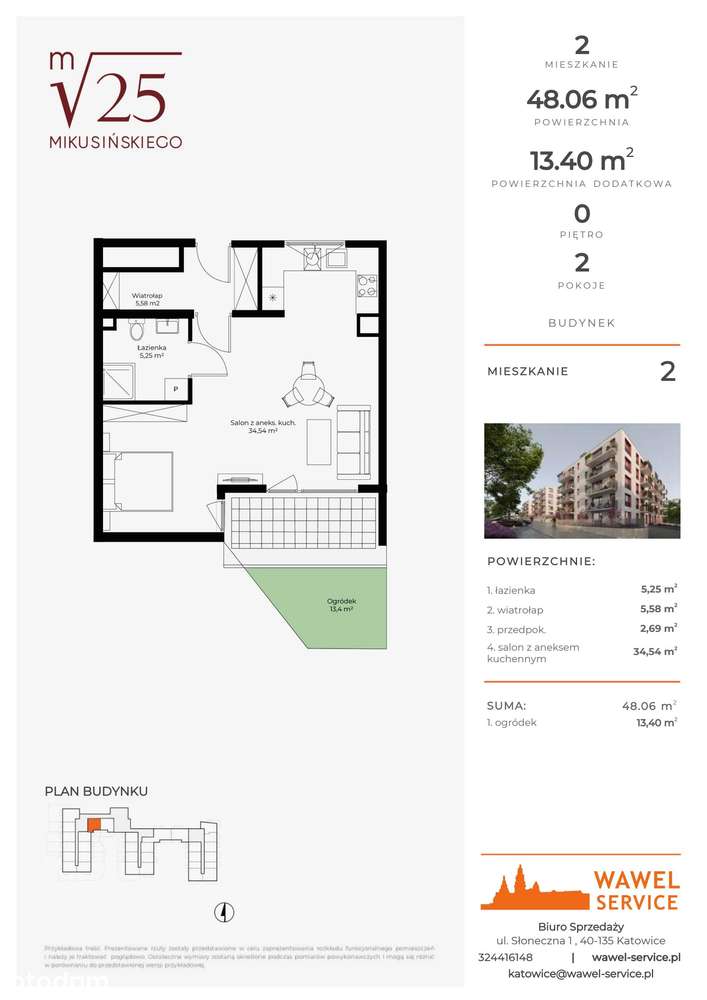 1-pokojowe mieszkanie 48m2 + ogródek Bez Prowizji - Pełny obrazek: 2/9