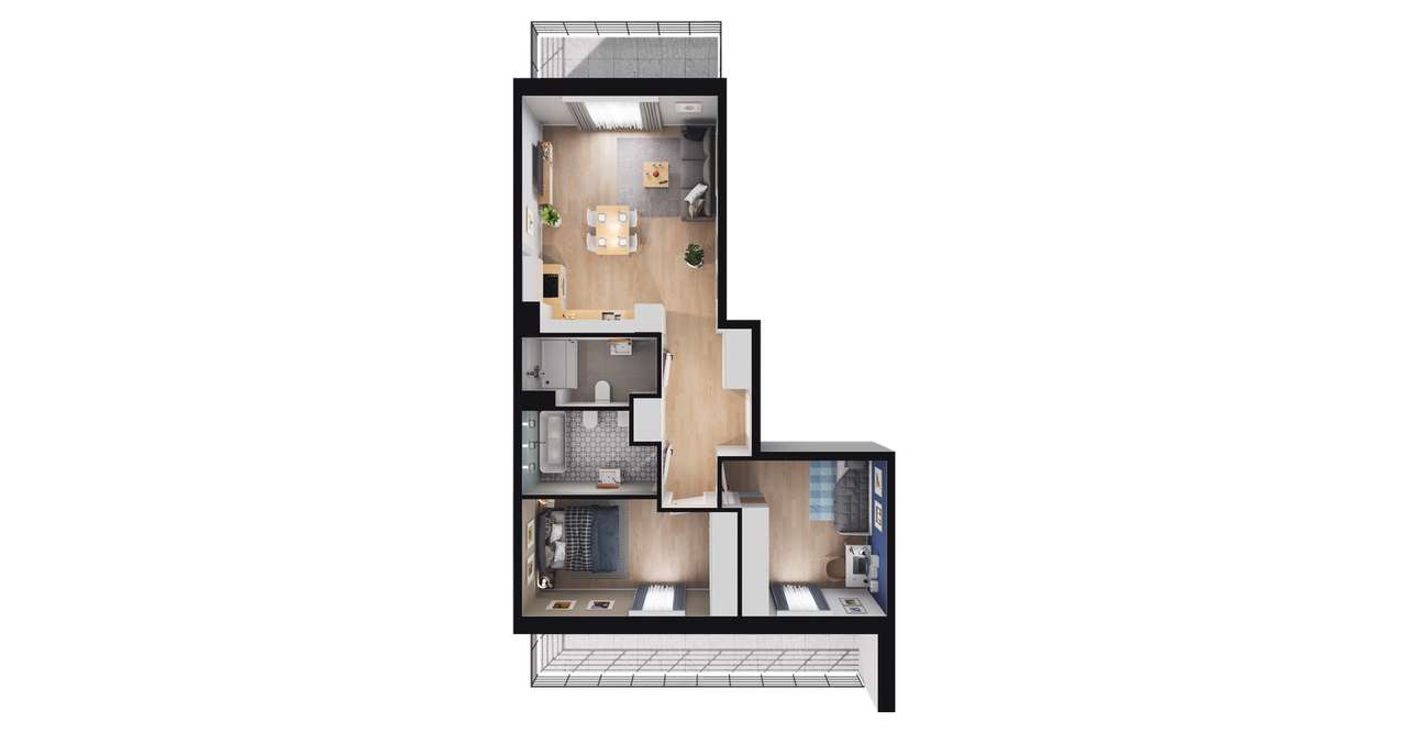 Nowe Miasto | apartament 3-pok. | A3.2.1 - Pełny obrazek: 3/9