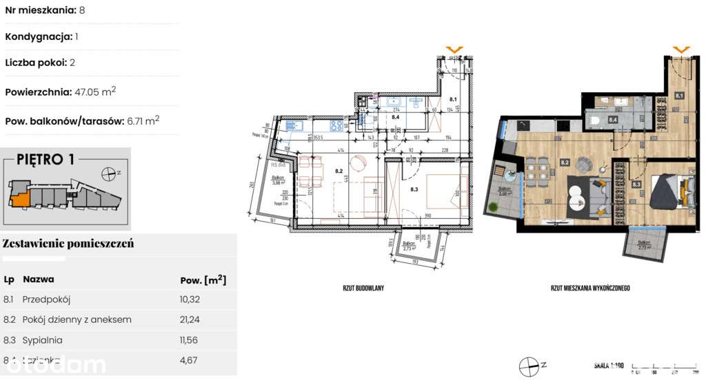 2pok. | wykończone | 2 balkony | nowe | zobacz!-10