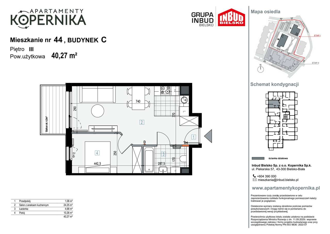 Apartamenty Kopernika | mieszkanie 2-pok. | C_44 - Pełny obrazek: 3/8