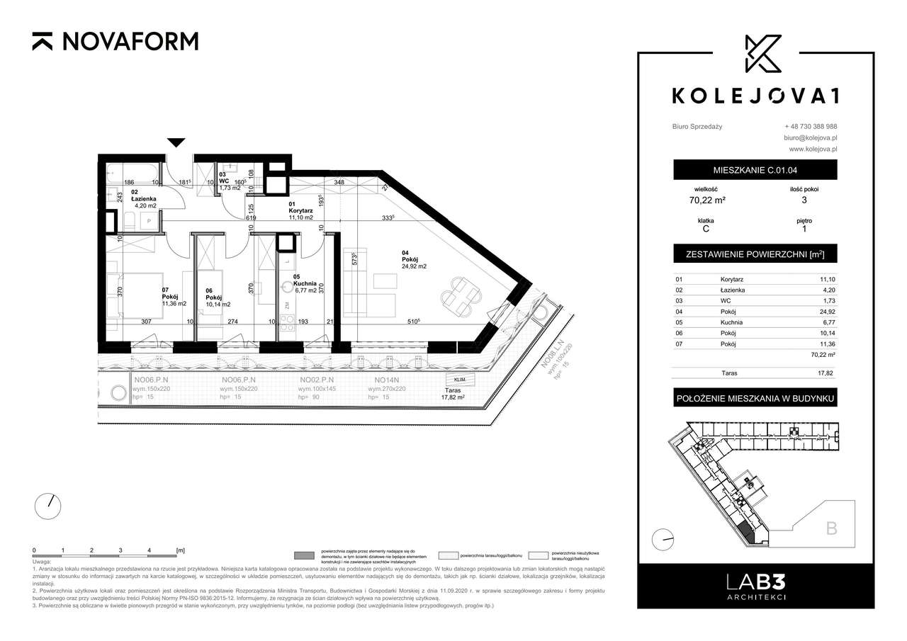 Kolejova 1 | mieszkanie 3-pok. | C.01.04 - Pełny obrazek: 2/7