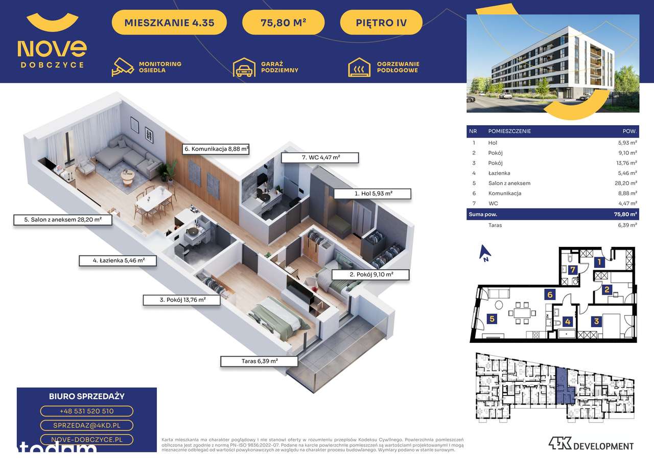 Nove Dobczyce | mieszkanie 3-pok. | 35 - Pełny obrazek: 2/7