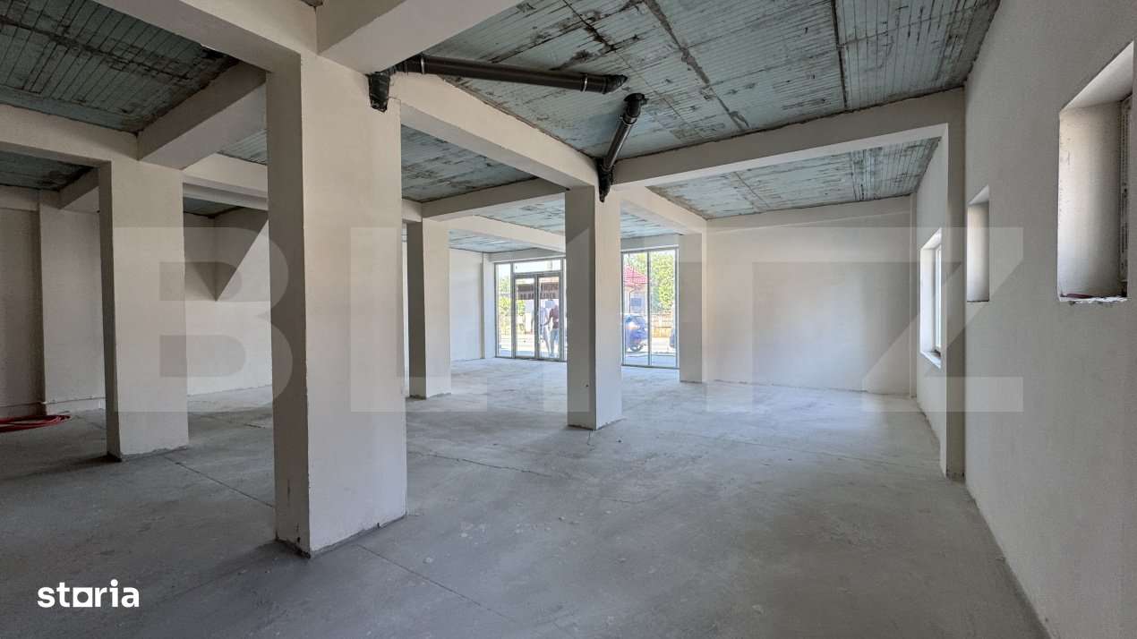 Spatiu comercial parter bloc nou, 136 mp open space, vitrina, terasa, - Imagine principală: 5/13